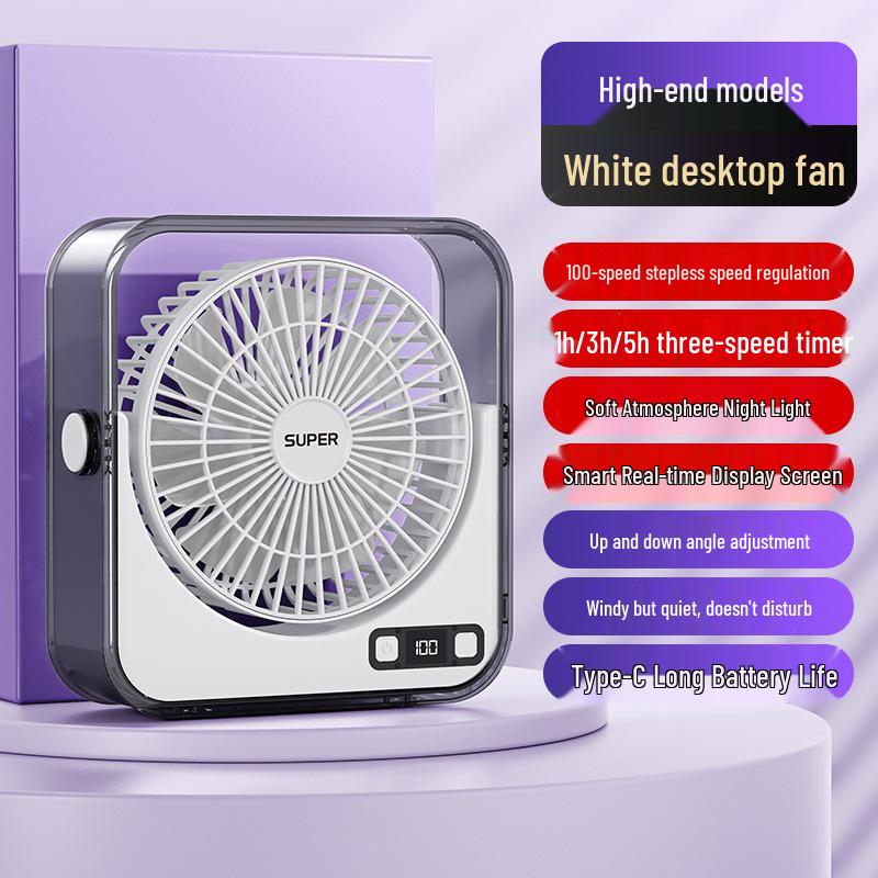 2026 Portable Mini USB Fan with LED Display USB Plug-In