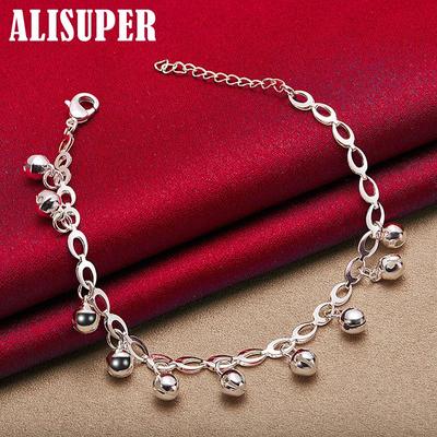 925 Sterling Zilveren Kralen Bal Bel Ketting Armband Sieraden