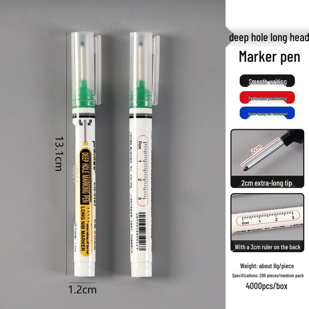 Waterproof Quick-Dry Long Head 20mm Deep Hole Woodworking Marker Pen