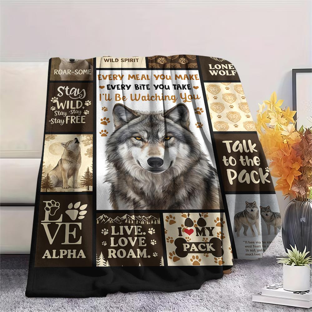 Kitten Sloth Lion Wolf Frame Print Flannel Blanket,High Quality Comfortable for All Seasons,Home Decor,Warmth and Comfort,Perfect for Christmas Gifts