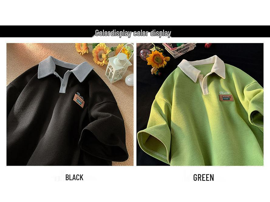 Men's Retro Trend Heavy Cotton Short-Sleeved Polo T-Shirt