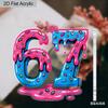 2D Flat Number 67 Valentine's Day Acrylic Decorative Sign, Couples Gift, Suitable for wall decoration, porch, room, villa, accents Home, Hallway, or W