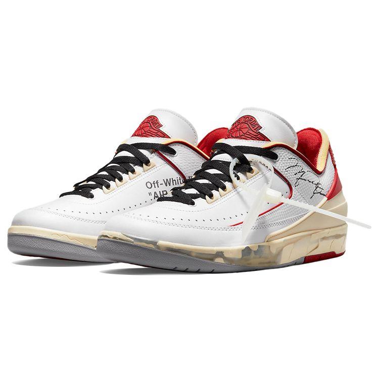 Off-White X Air Jordan 2 Retro Low SP White Varsity Red Unisex Sneakers Black DJ4375-106