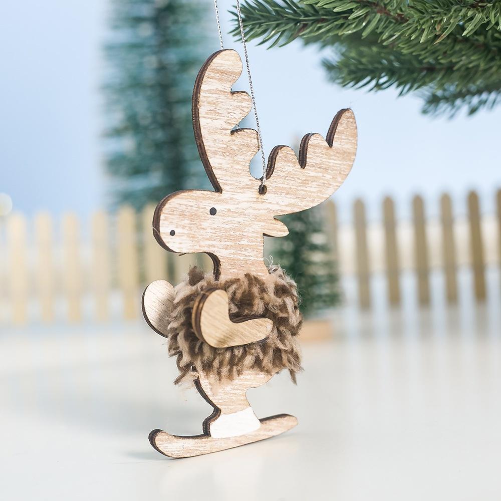 Christmas Plush Wooden Elk Doll Chirtsmas Tree Hanging Decorations for Home Kids Gift Xmas Happy New