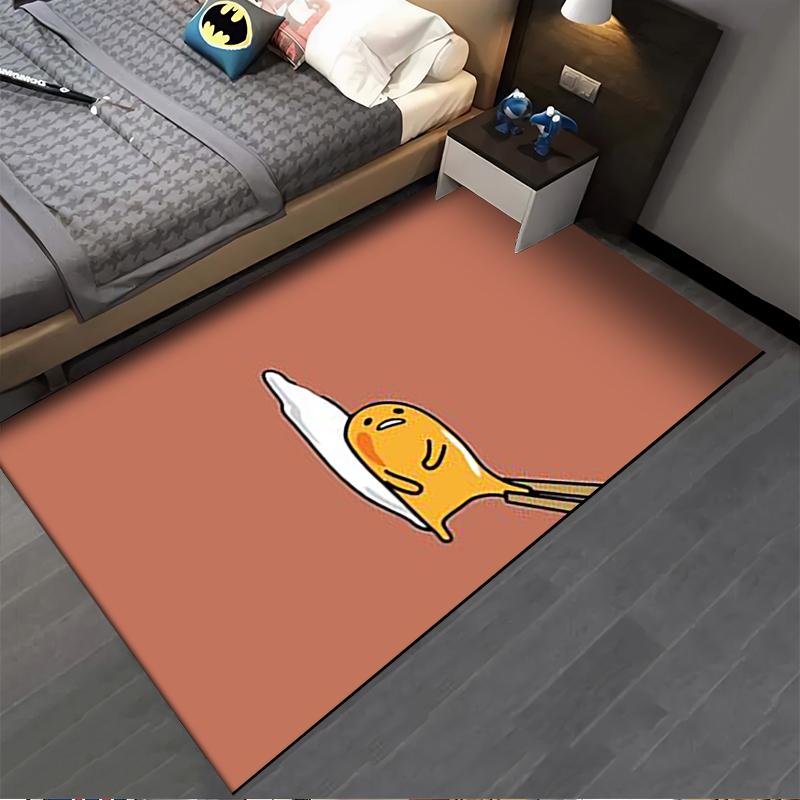 Cartoon Egg Design Carpet with Fork Illustration On Brown Background Suitable for Use As an Anti-slip for Living Room Bedroom Sofas