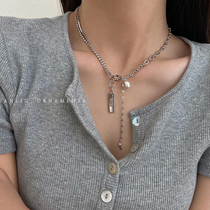 Design brand pearl necklace female ins cold wind short collarbone neck chain Internet celebrity year