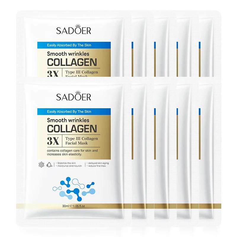 5/10pcs SADOER Collagen Face Mask Skincare Moisturizing Brightening Hydrating Anti-aging Facial Masks Face Sheet Mask Skin Care
