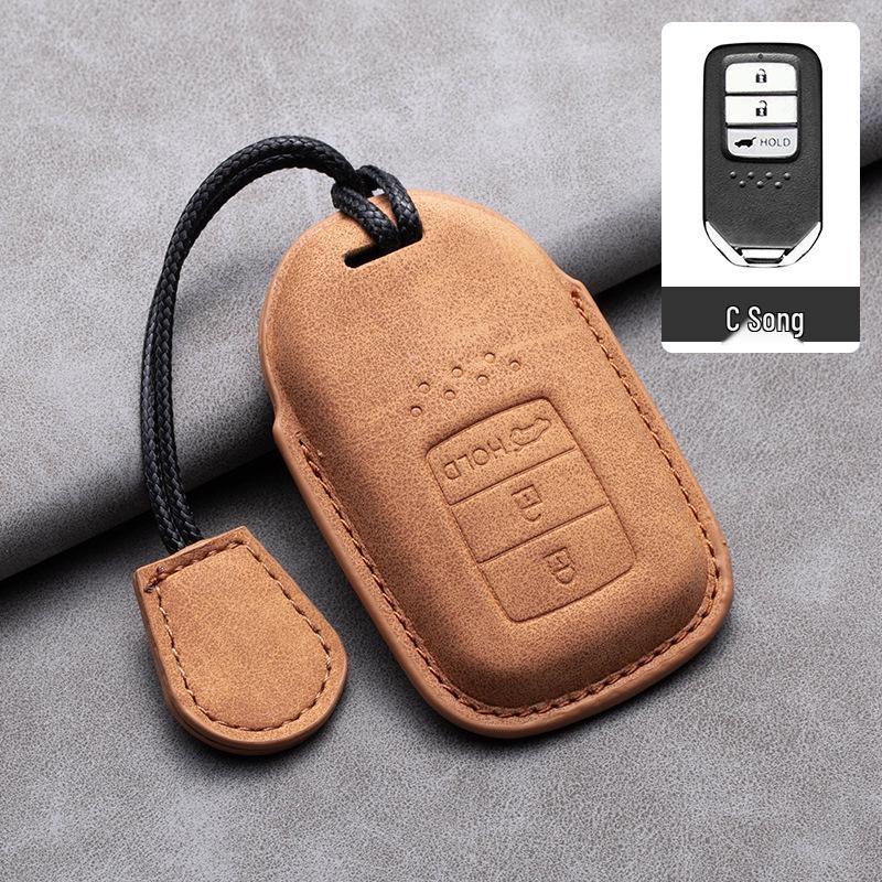Compatible Leather Key Cover for GAC Toyota CRV, Crown, Accord, Civic, Haoying, and Inspire