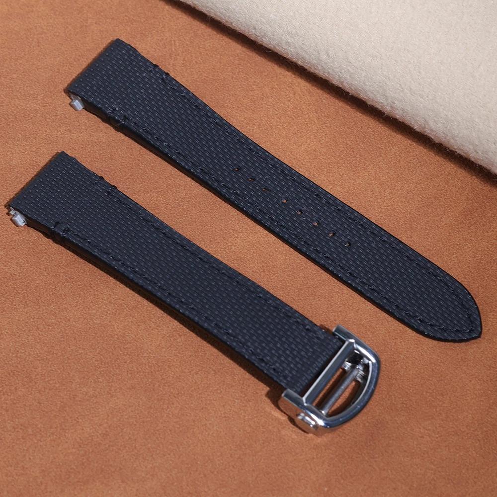 19mm 21mm FKM-Gummi-Uhrenarmband für Cartier Santos WSSA0009 WSSA0010 WHSA0021 Schnellwechsel-Stahl-Endstück-Verbindungsglied-Uhrenarmband