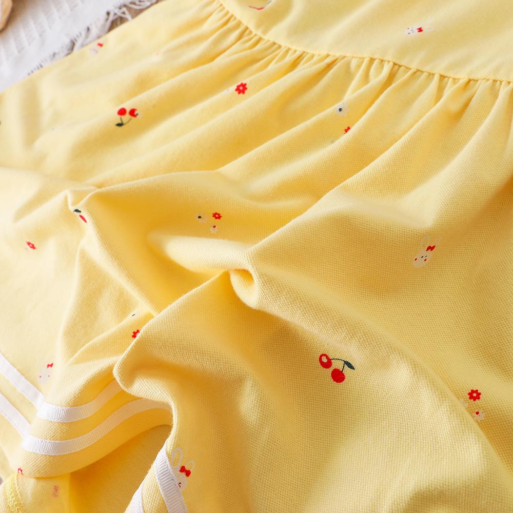 Vestido de verano para niñas de 2 a 6 años, de algodón, con cuello vuelto y manga corta.