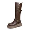 Women's Retro Western Knee-High Boots - Autumn 2025 Style, Thick-Soled, Slimming, High-Top Knight Boots
