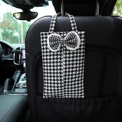 Houndstooth Bow Car Seat Back Tissue Box
