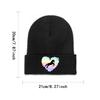 Pferdeliebhaber-Regenbogen-Herz-Strickmütze für Damen, Unisex, Skullies-Mützen, Herbst-Winter-Mützen, Hip-Hop-Kappen