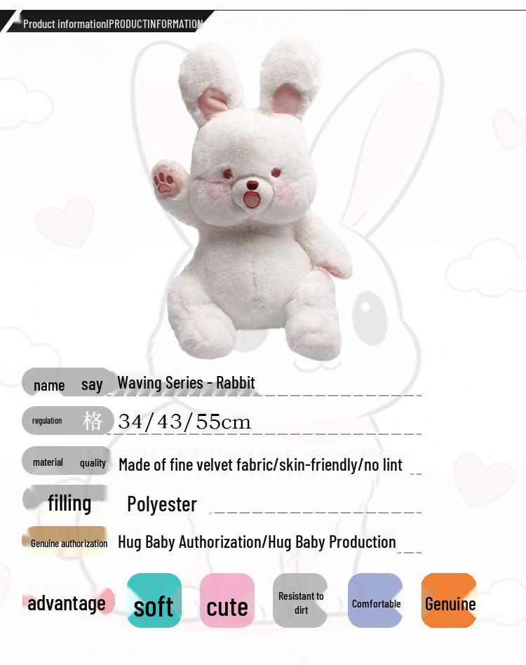 Hug Baby Genuine Plush Waving Rabbit Toy - Creative Jointed Healing Doll Gift
