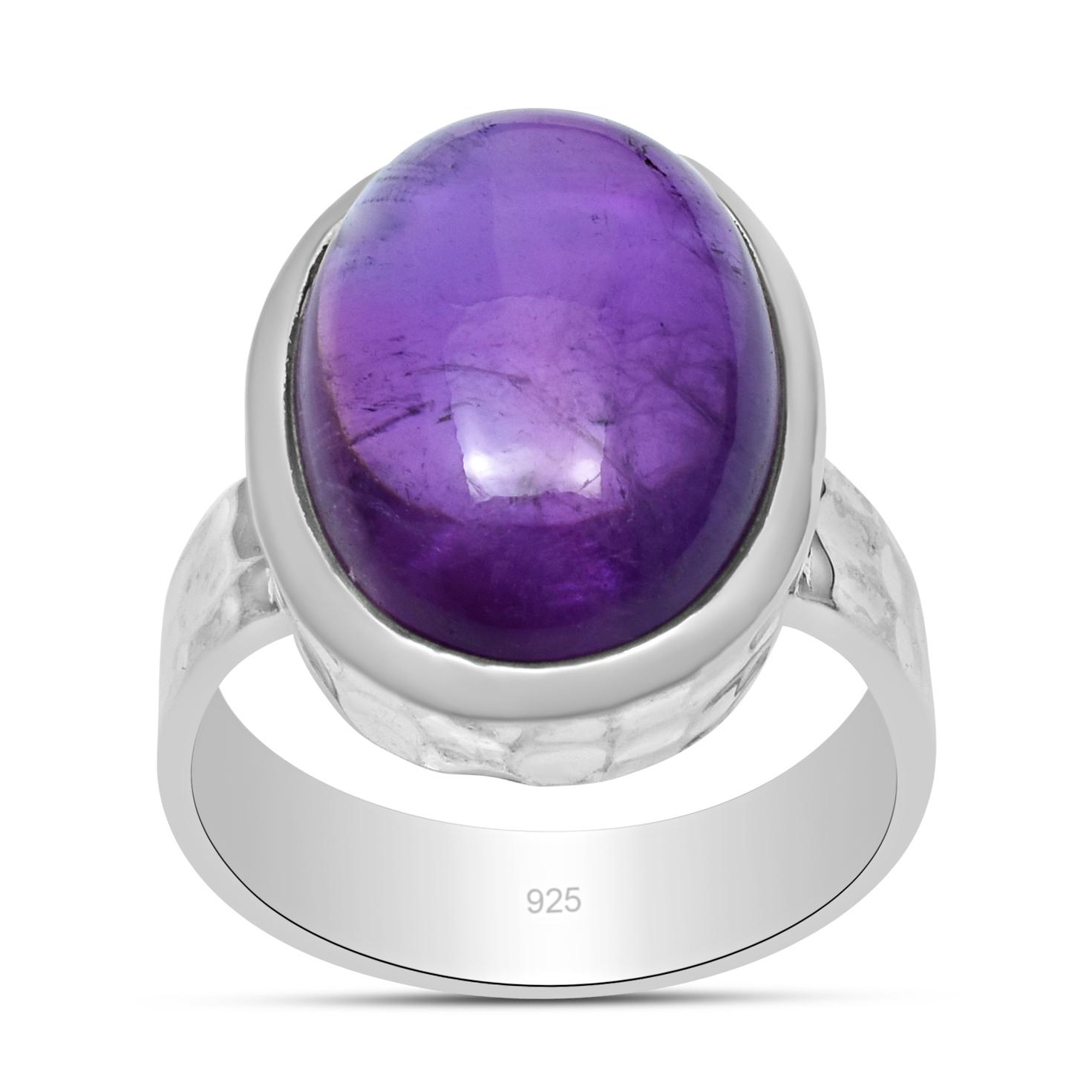 

Кованое кольцо из стерлингового серебра 925 пробы с натуральным аметистом для женщин и девочек