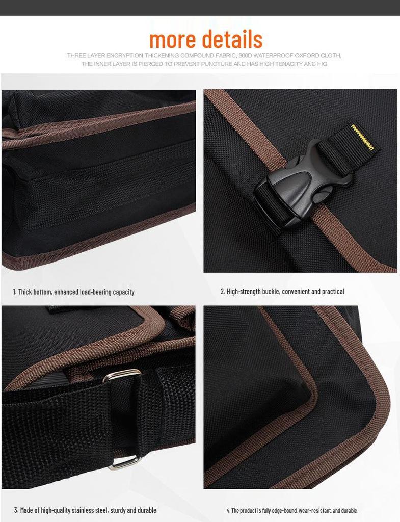 Oxford Canvas Electrician Tool Bag for Air Conditioner Repair - Large, Thickened, Single-Shoulder, Multifunctional Storage.