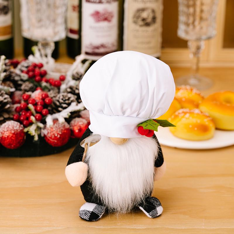 

Восхитительный кухонный гном-шеф с железной ложкой, идеально подходящий для праздничных экспозиций, праздничный White Chef Spoon Male