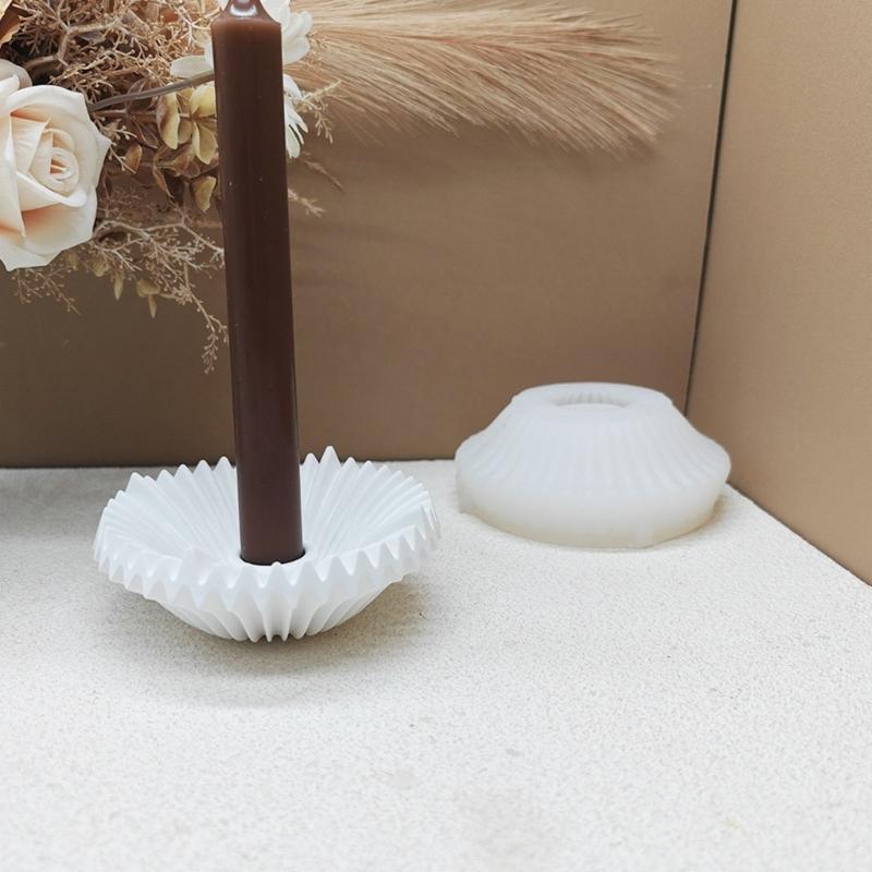 Striped Dish Silicone Candle Holder Mold Resin Tray Mold For Epoxy Resin Candlestick Tealight Holder Home Decoration