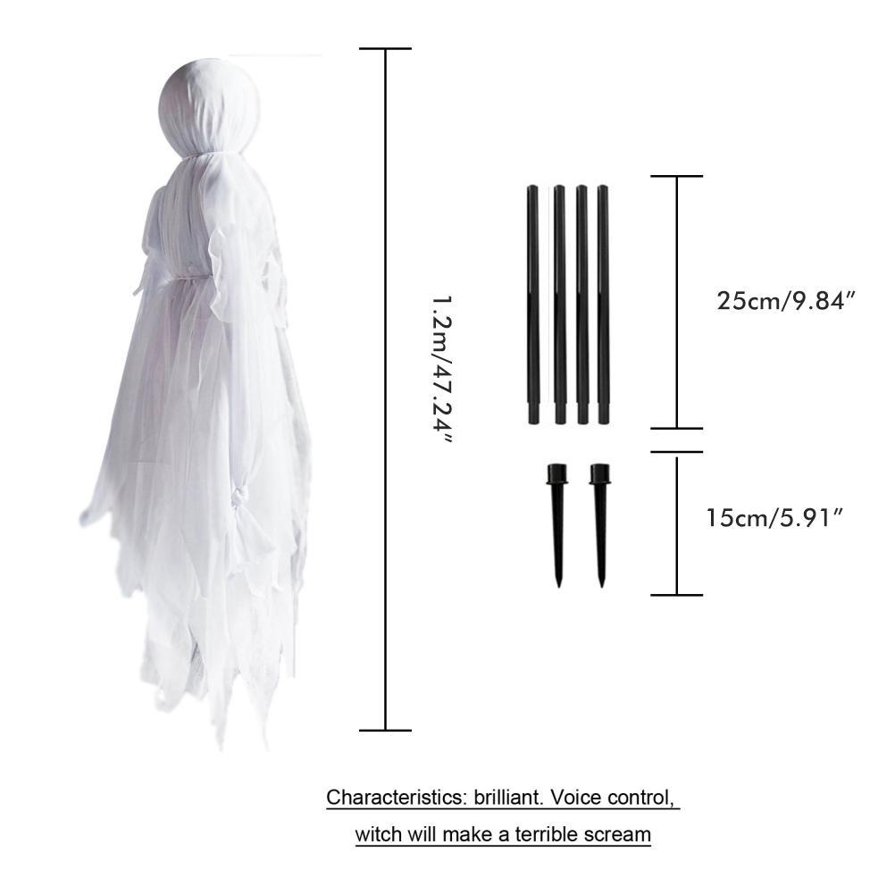 Halloween Creepy Witch Wizard with 7 Colors LED Lights Holding Hands Witches with Sound Activated Sensor Halloween