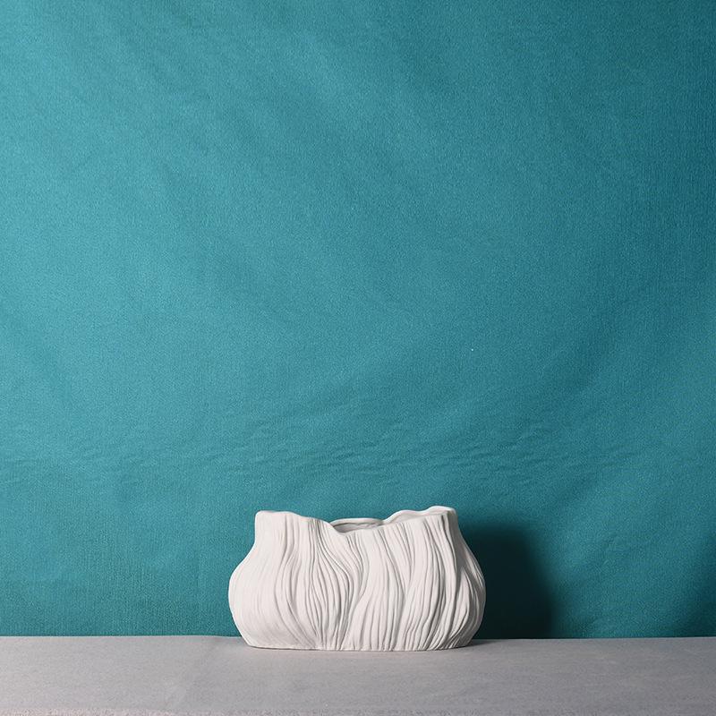 Ceramic Vase White Irregular Stripes Flower Arrangement Hydroponics Flower Vase Ceramic Handicraft Ornaments Home Decoration