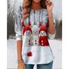 Spring and Autumn Round Neck Santa Claus Pattern 3D Printed Top Fashionable Casual Long Sleeved Women's T-shirts