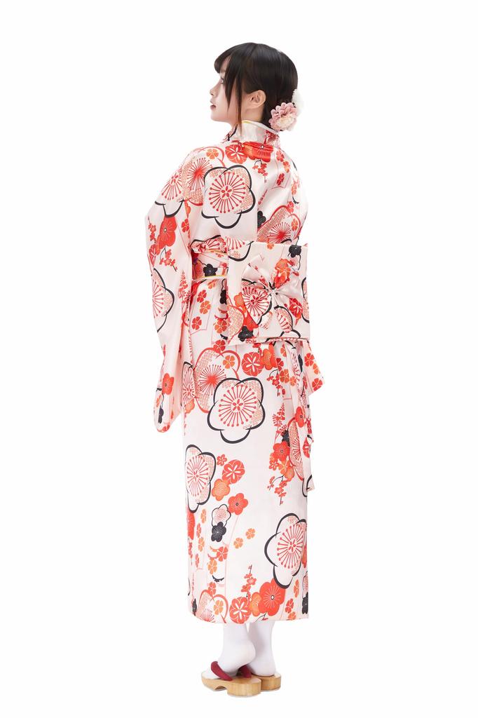 Mobbunny Perfect for Fireworks Summer and Photo Easy To and Includes Flower Hair Set In Pink with Cherry Blossom Women's Yukata/Furisode Set,