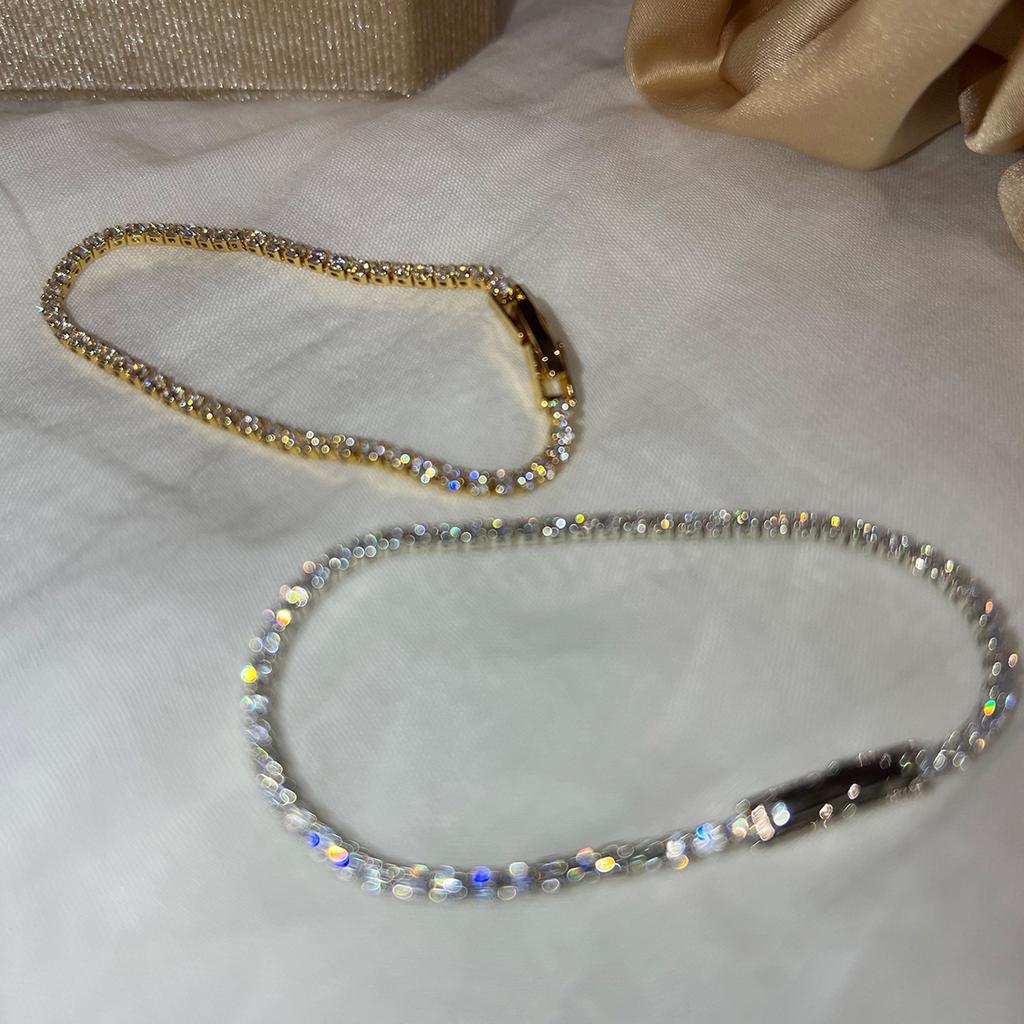 Women Gold Plated Rhinestone Zircon Bracelet Simple Sparkling Jewelry Birthday Gift