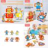 6 Piece Wooden Cartoon Robot Assembly Building Block Children Puzzle Toy Set For Brain Development