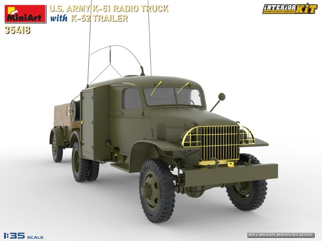 Miniart Scale American Radio Truck and Trailer Interior Kit Plastic Model Kit MA35418 1/35 K-51 K-52