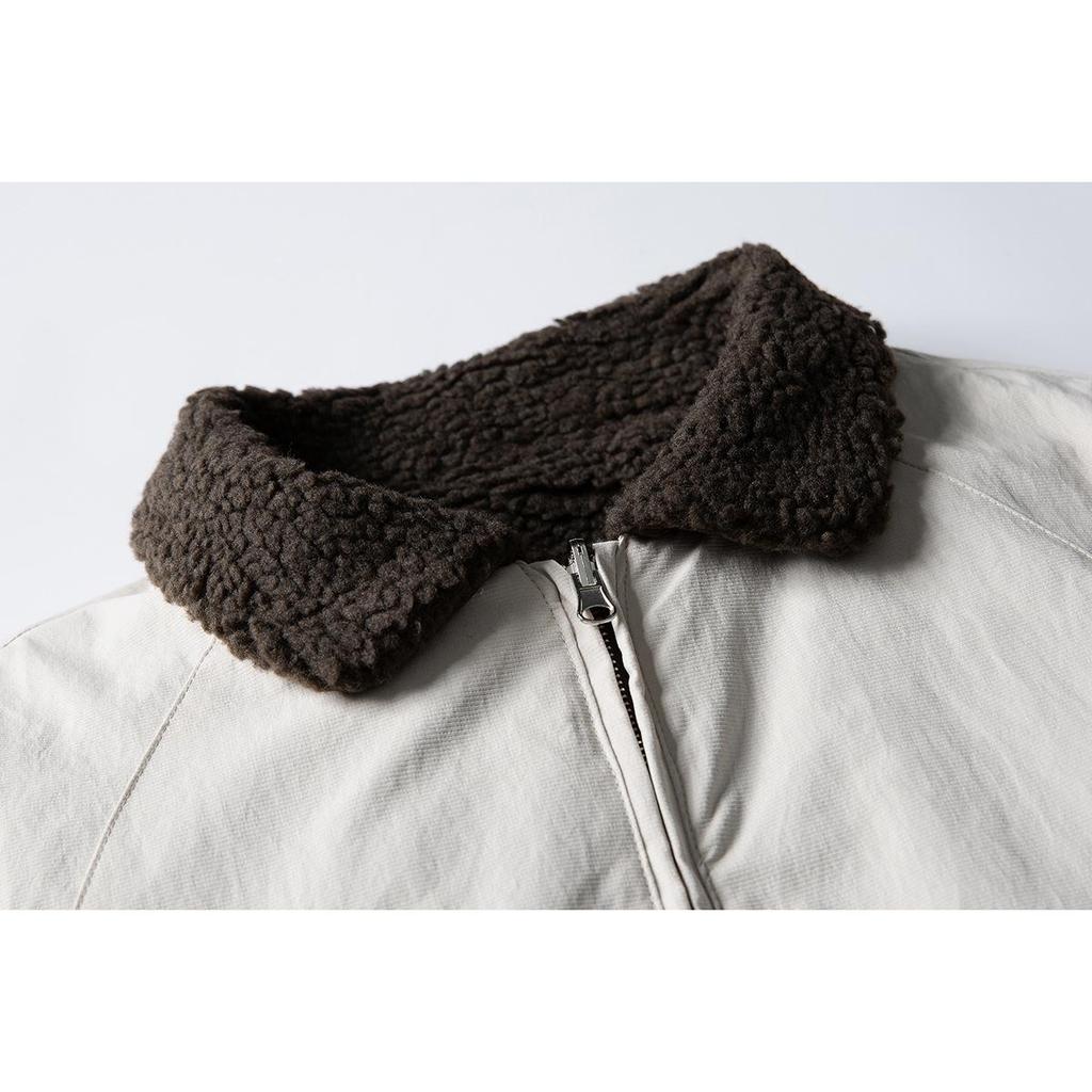 CROWD CITY Men's Japanese Retro Double-Sided Winter Lambswool Cotton Jacket Y598