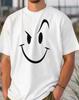 Pure Cotton White T Shirt For Unisex Simple And Bold Smiling Face Design Plus Size Unisexs And Unisexs Tshirts