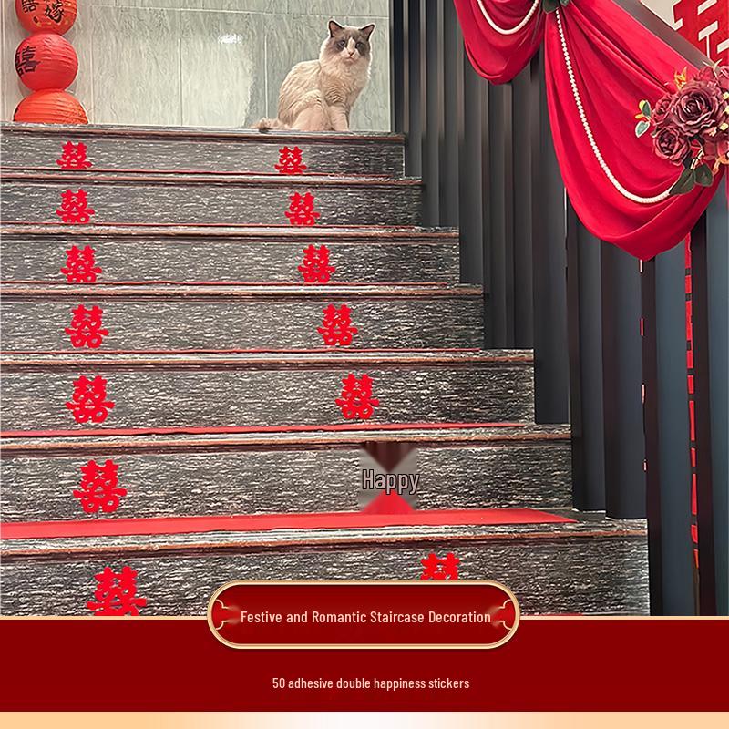 

Rustic Wedding Stair Decoration Set - Handrail Flowers for Bride & Groom’s Side