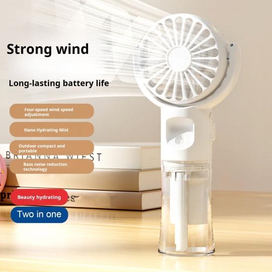 Ruční ventilátor Chladicí ventilátor s rozprašováním vody se 4 nastaveními rychlosti Nízká hlučnost mlžný ventilátor napájený dobíjecí baterií se šňůrkou