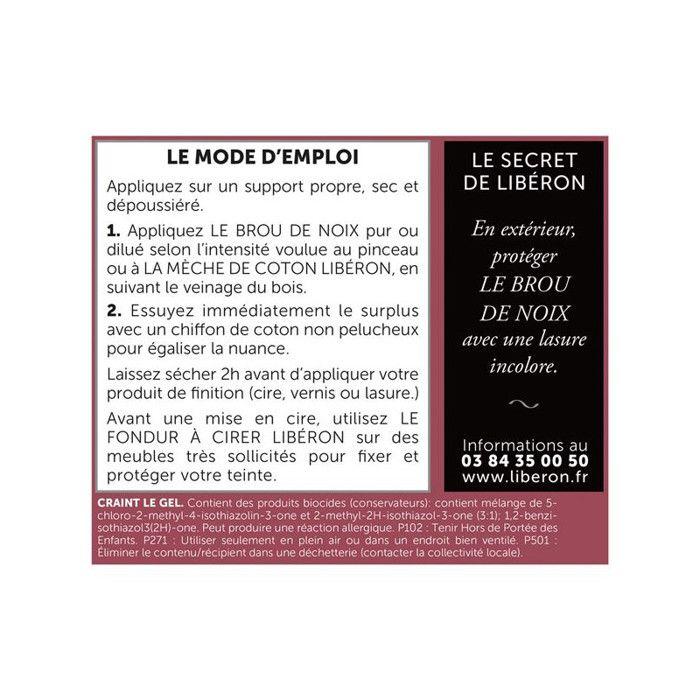 Brou De Noix - LIBERON - 500 mL - Brun Foncé - Diluable À L'eau - Résistance À La Lumière