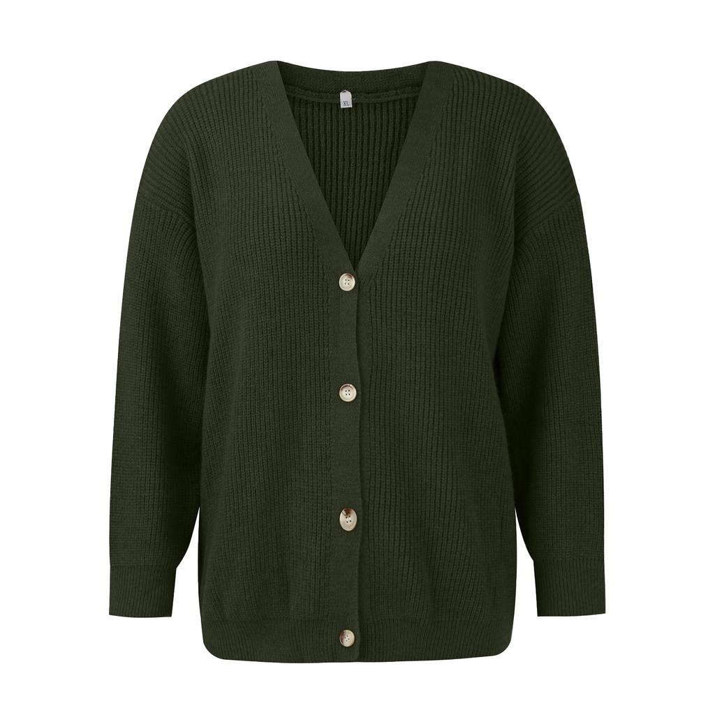 Cardigan pentru damă, cu nasturi supradimensionați în față, pulover ușor cu decolteu în V Cardigan largi Jachetă tricotată