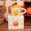 Ceramic Orange Water Cup with Lid - Office or Birthday Gift, Cute Souvenir Mug for Home.