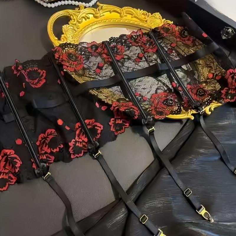 Ligero Transparente de Encaje Floral Para Medias Hebilla Trasera Ajustable Corsé Cintura Fina Cinturón Lencería Sexy Cosplay Para Mujer