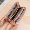 Luxury Leather Long Wallet With Wrist Strap Solid Color Multi Card Holder Large Capacity Phone Handbag Women