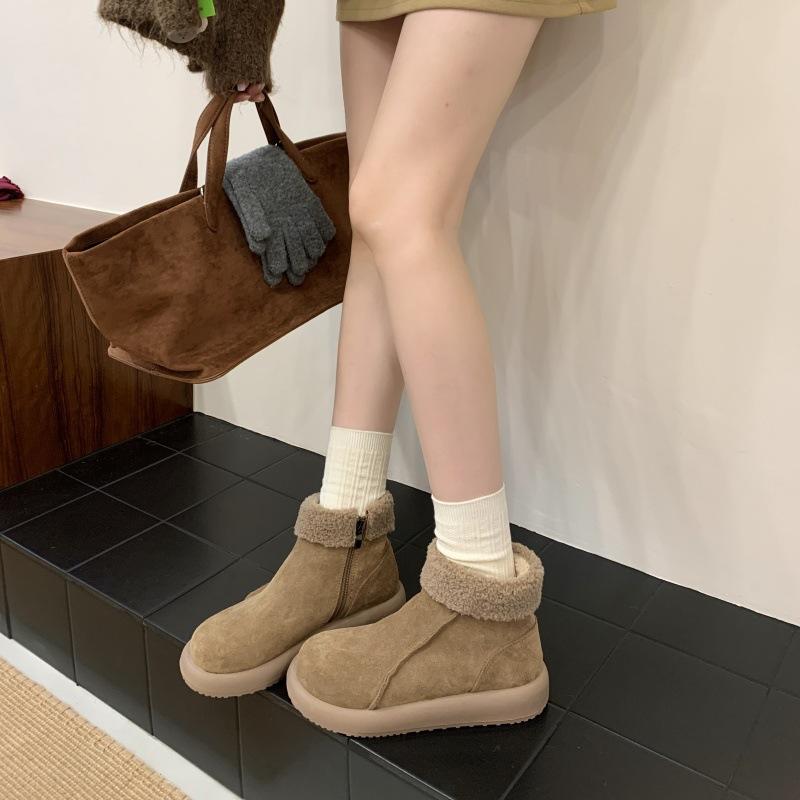 Retro short boots 2025 new soled velvet cotton shoes autumn and winter new warm snow boots