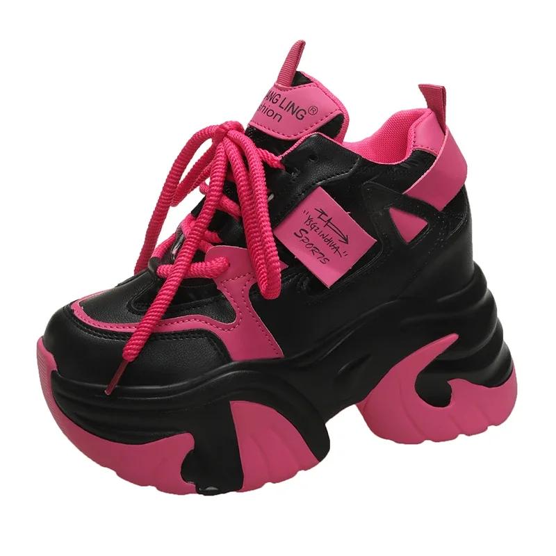 High Platform Sneakers Women 2023 Thick Sole Sports Ladies Trainers Vulcanized Shoes Woman Chunky Sneakers Zapatillas Mujer 10CM