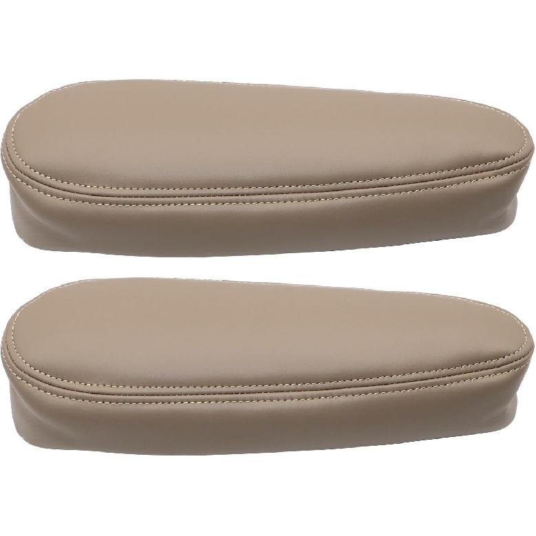 SecosAutoparts Armrest Cover Replacement Leather Seat Cover Med Tan Compatible with Chevy Silverado 1500 2500 3500 Tahoe Sierra Suburban Avalanche