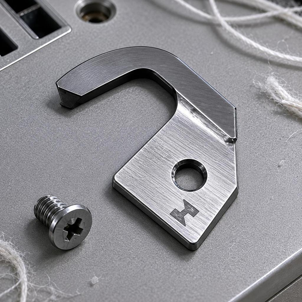 Coverstitch Machine Left Trimming Component Hooked Shape Metal Part Mounting Hole