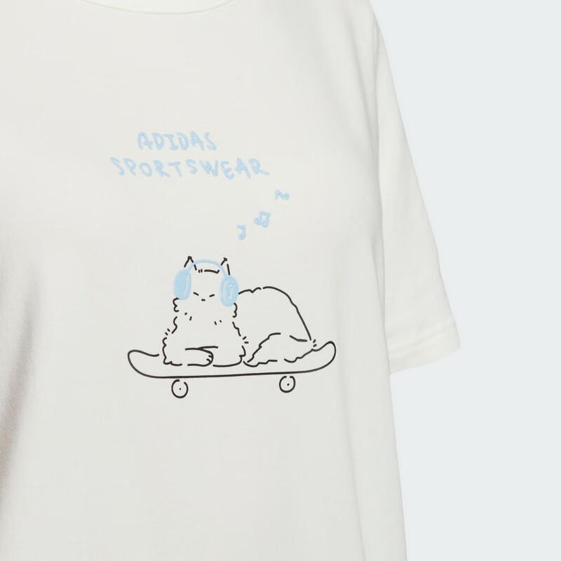 Adidas Graphic Anime Short Sleeve Round Neck T-Shirt Women Tops White JN6660