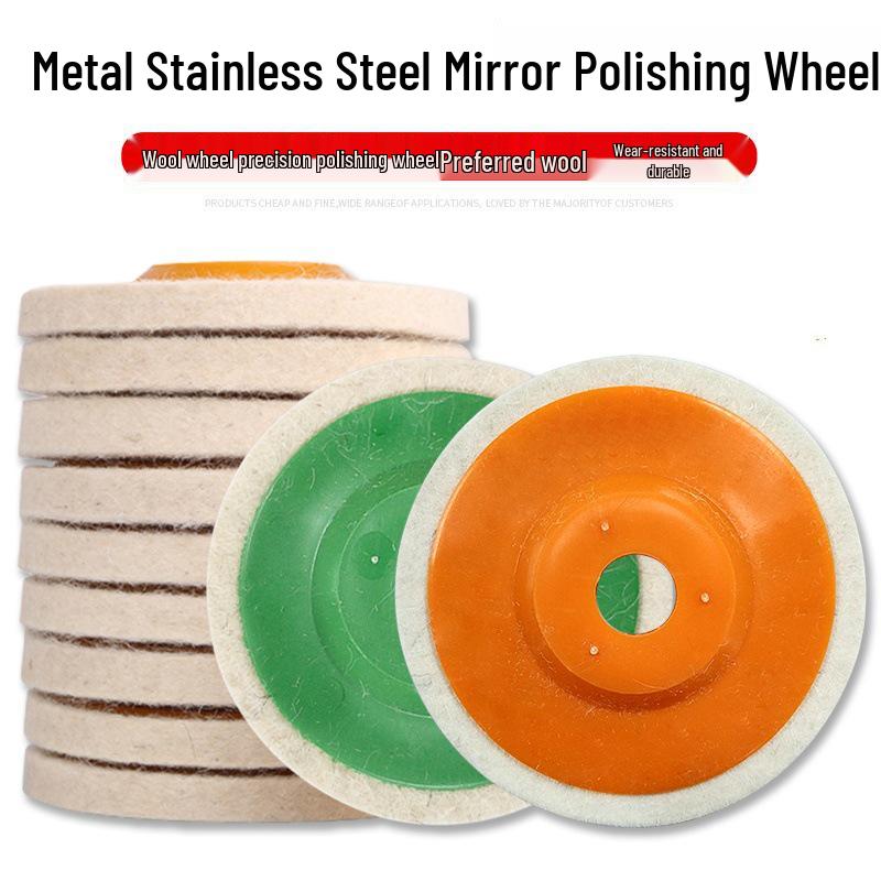 4-Inch Wool Felt Polishing Wheel for Metal & Stainless Steel (100*16 Mm) - Mirror Finish, Fits Angle Grinder