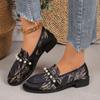 Mode Herbst Neue Damenpumps Runde Zehenpartie Niedriger Absatz Schuhe für Damen Slipper Rutschfest Loafers Outdoor Büro Dame Perle Plateau Schuhe