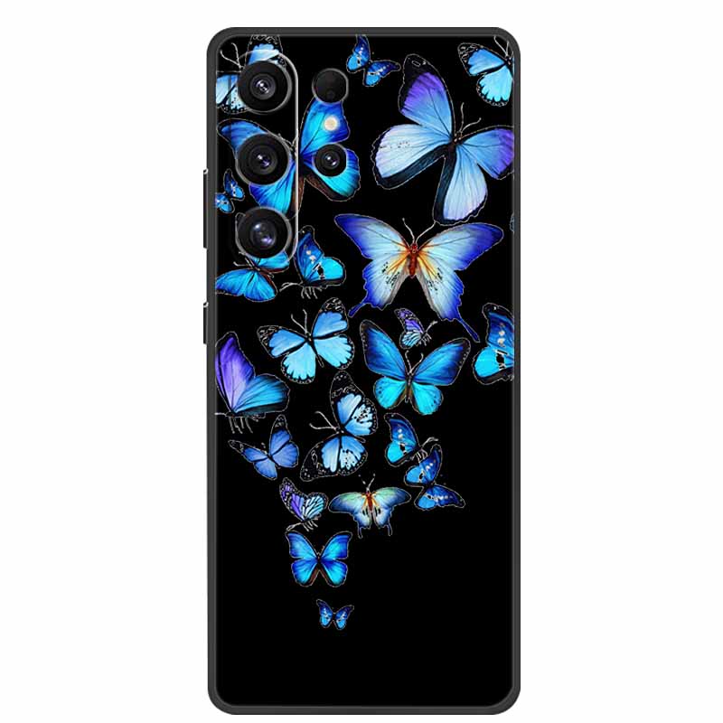For Samsung Galaxy S26 Ultra Case Cute Floral Black Luxury Soft Silicone Back Cover For Samsung S26 Ultra Cases GalaxyS26 Ultra