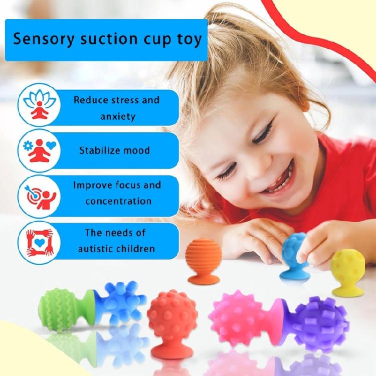 8pcs Textured Sensory Suction Cup Toy For Kids Quiet Tactilely Toy For Stress Relief And Autism Support for Classroom Use