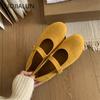 Fashion SUOJIALUN Spring New Brand Women Flat Shoes Fashion Round Toe Ladies Elegant Mary Jane Shoes Soft Flat Heel Dress Single Shoes