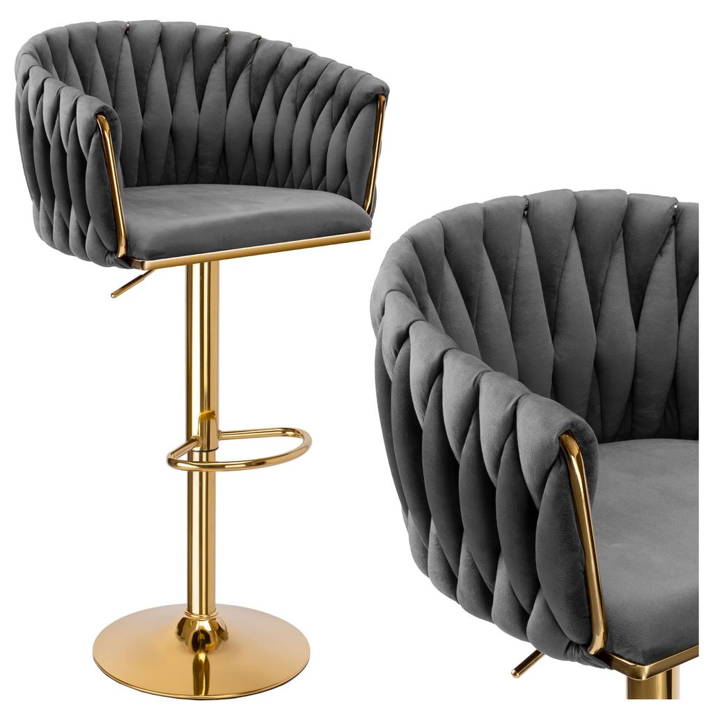 Cofton Gold Graphite Velvet Bar Stool