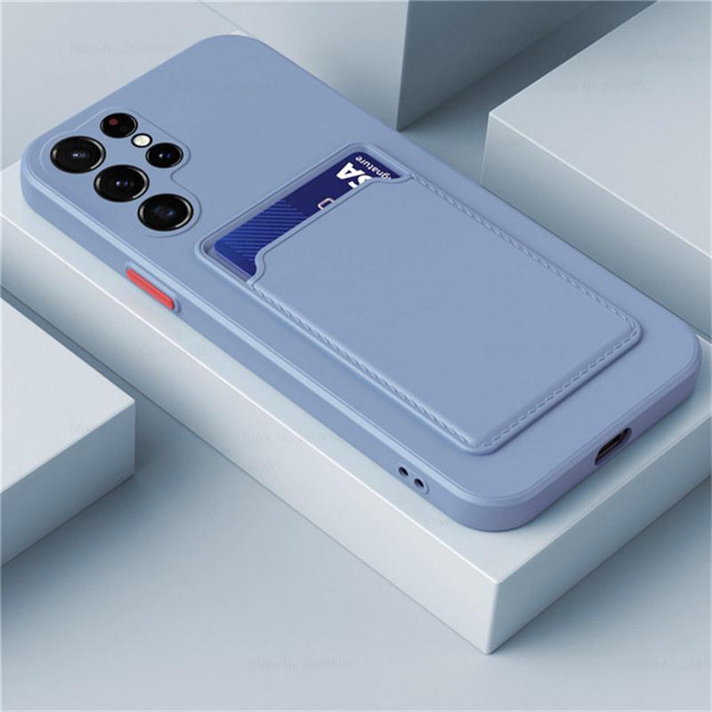 12 Color Card Bag Tekuté pouzdro pro Samsung S20 21 22 Plus Ultra M52 M51 M31s M12 Pouzdro Kontrastní barva